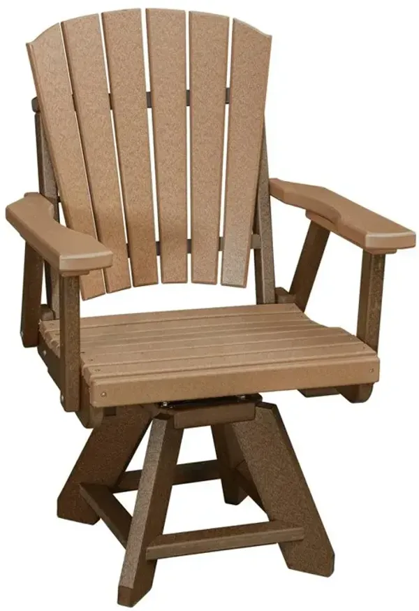 American Furniture Classics Dining Height Swivel Arm Chair in Cedar with a Tudor Brown Base