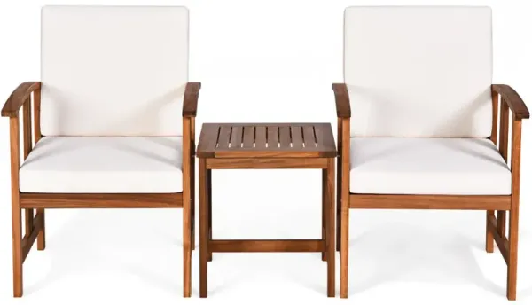 3PC Solid Wood Outdoor Patio Sofa Furniture Set