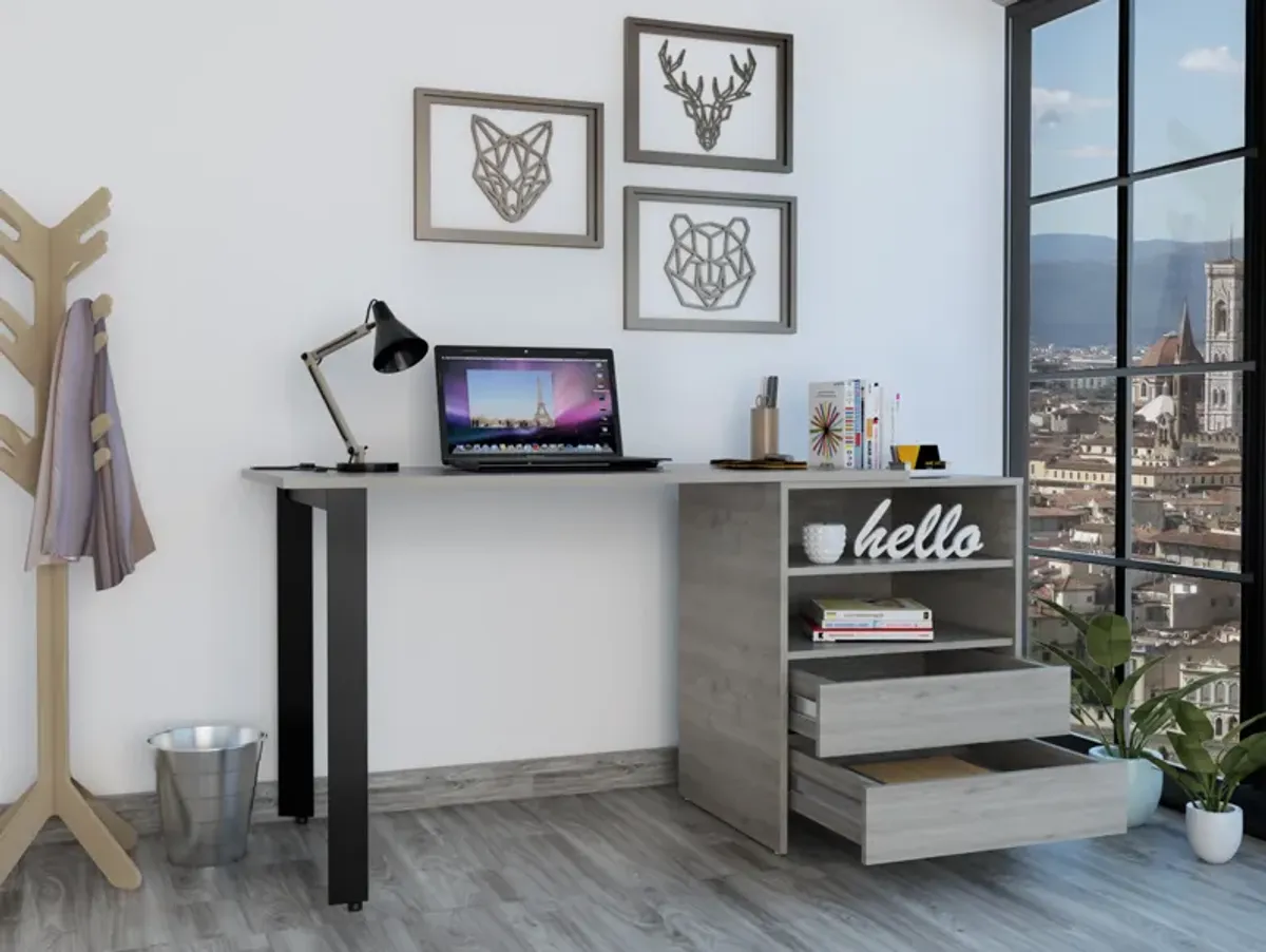 Streamdale Kirsage 2-Drawer 2-Shelf Writing Desk Light Gray