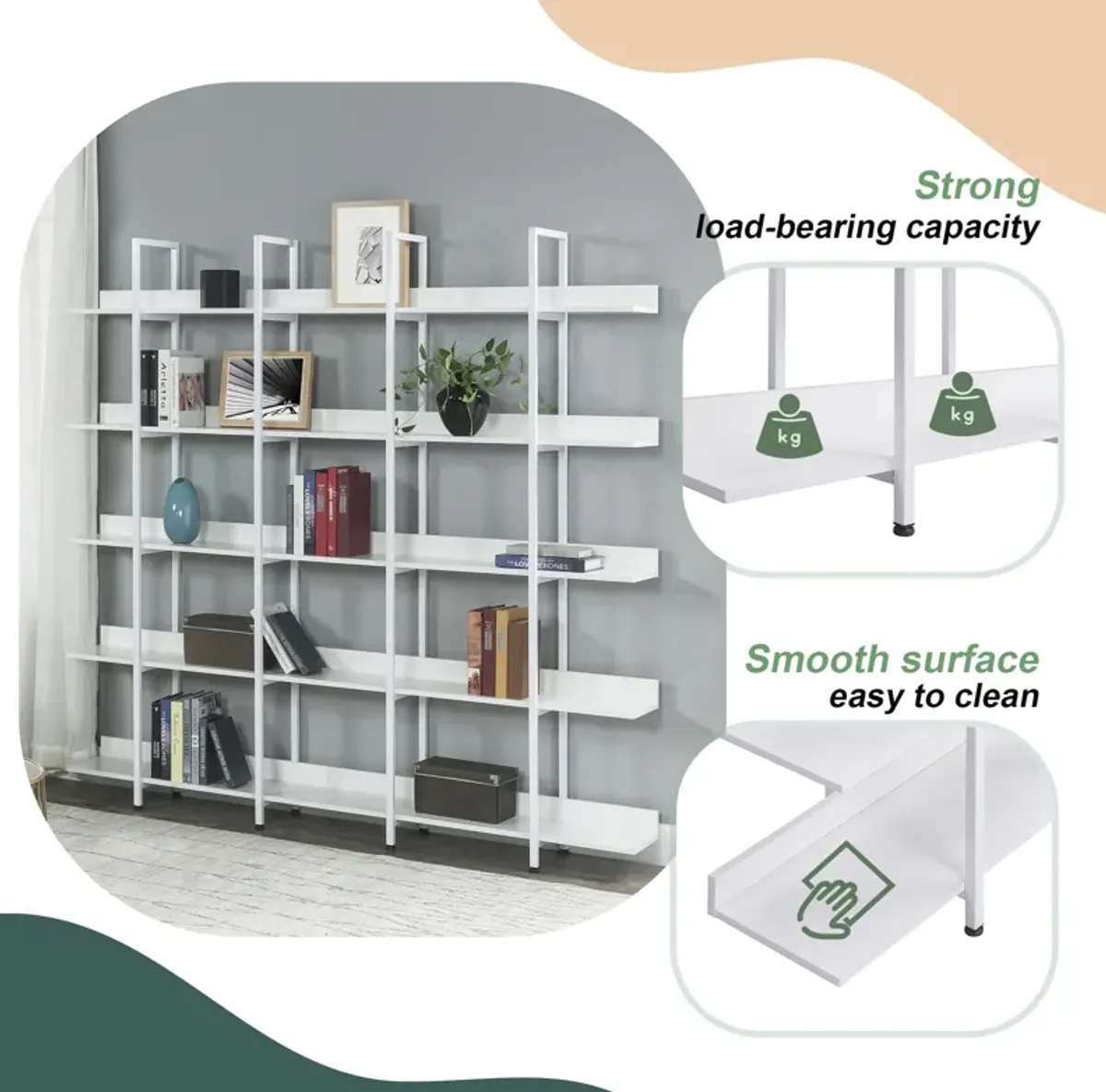 Merax Industrial  5 Tier Bookcase Open Bookshelf