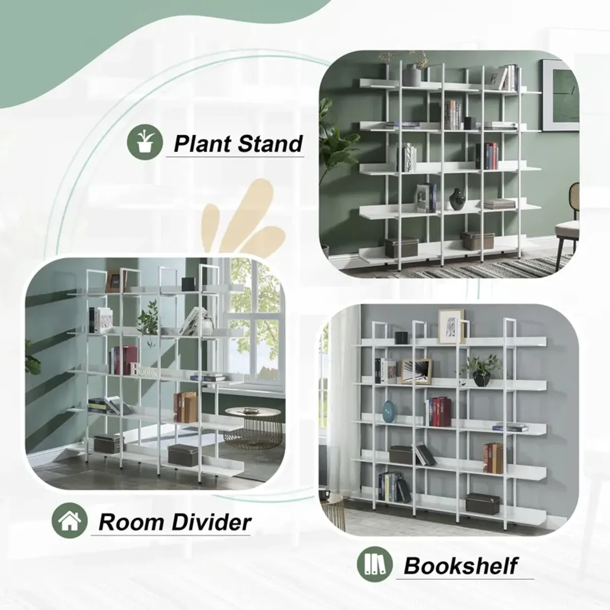 Merax Industrial  5 Tier Bookcase Open Bookshelf