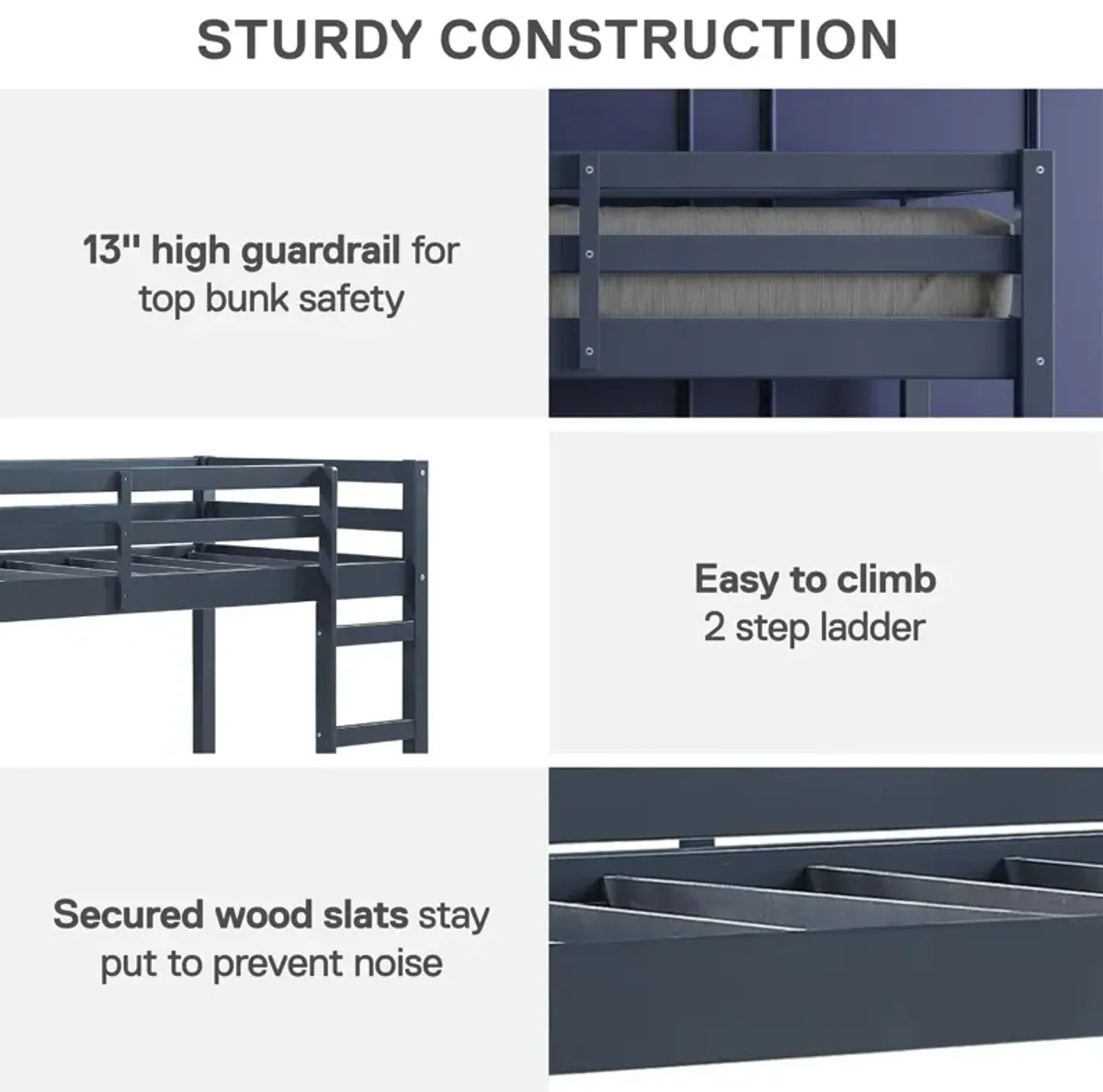 DHP Milton Junior Twin Size Wooden Loft Bed for Kids