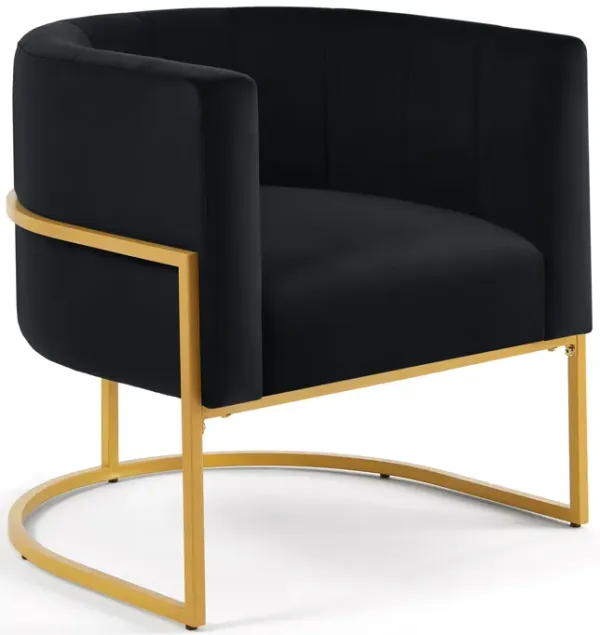 Streamdale Golden Metal Accent Chair with Velvet Upholstery