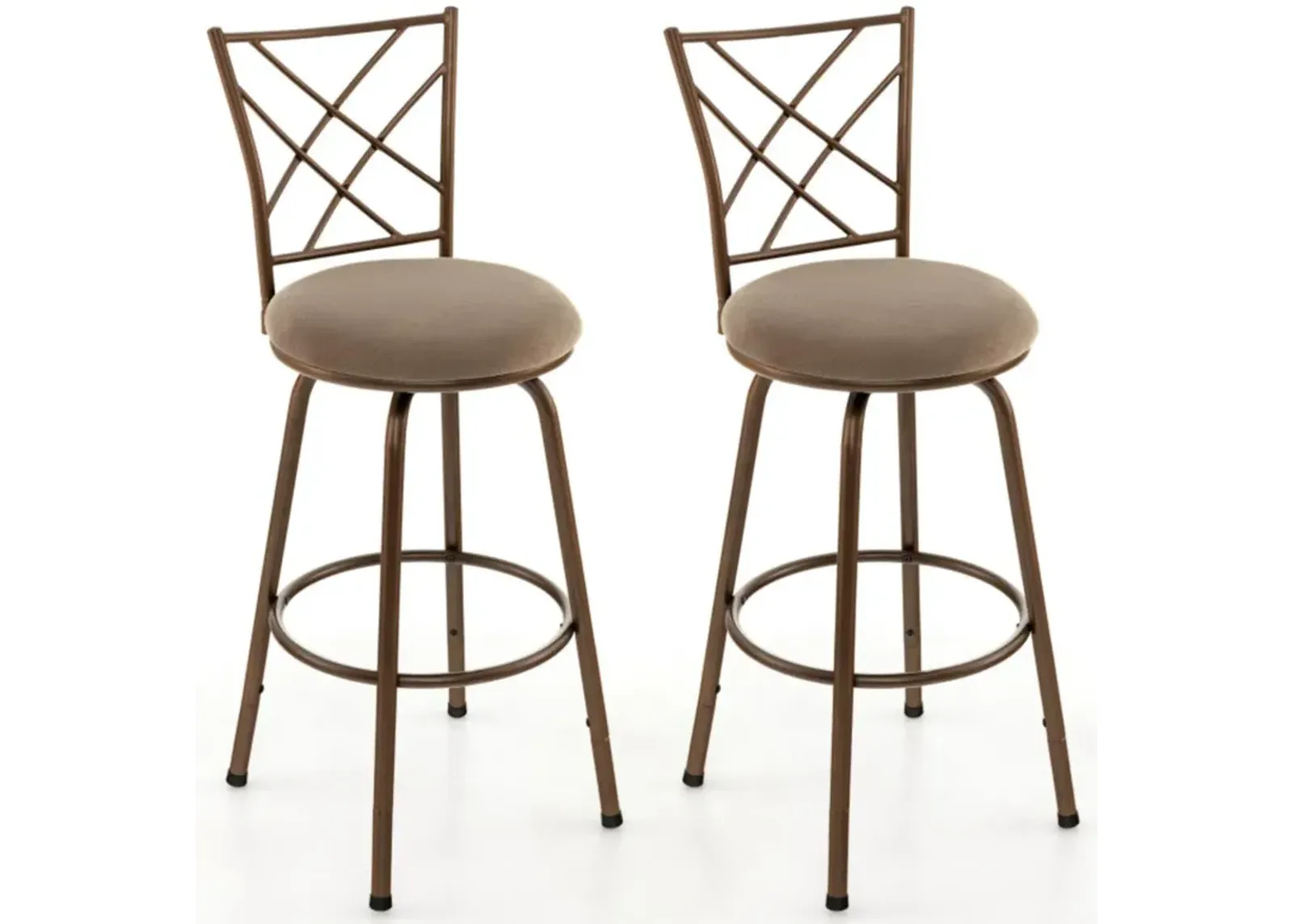 Hivvago 2 Pieces Swivel Pluch Fabrice Cushioned Bar Stool Set