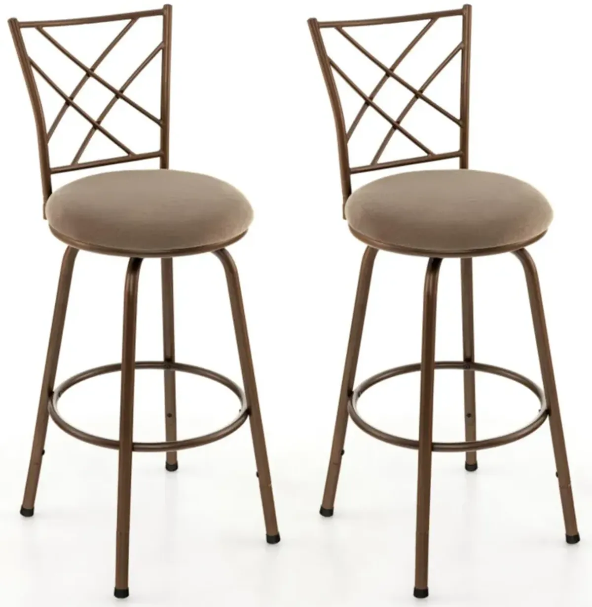 Hivvago 2 Pieces Swivel Pluch Fabrice Cushioned Bar Stool Set