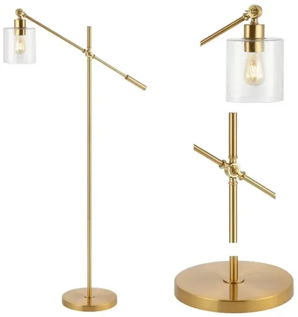 Kathryn Iron/Seeded Glass Adjustable Head Modern LED Floor Lamp