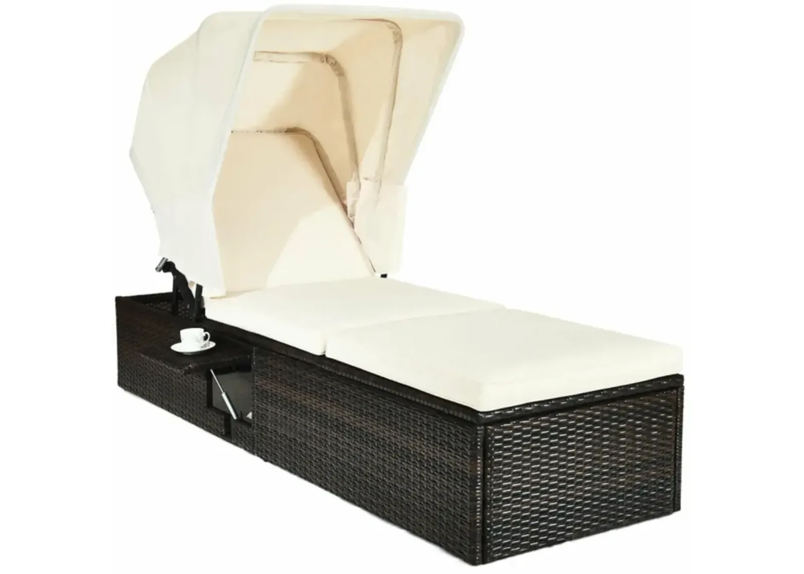 Hivvago Outdoor Chaise Lounge Chair with Folding Canopy