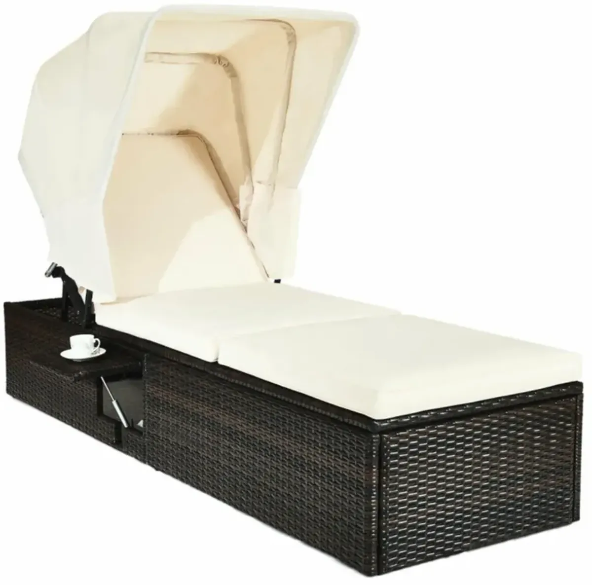 Hivvago Outdoor Chaise Lounge Chair with Folding Canopy