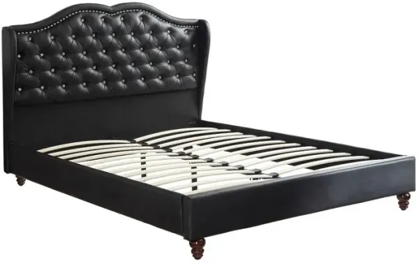 Magnificent Faux Leather Upholstered Queen Size Bed Black - Benzara