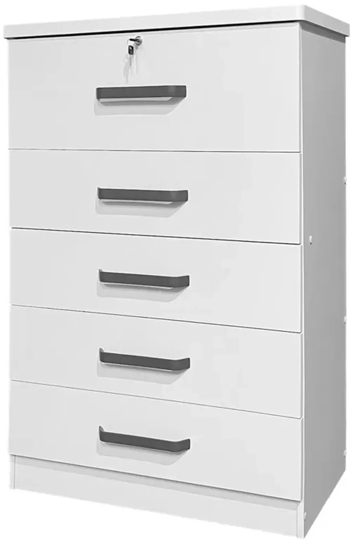 Better Home Products Xia 5 Drawer Chest of Drawers in White