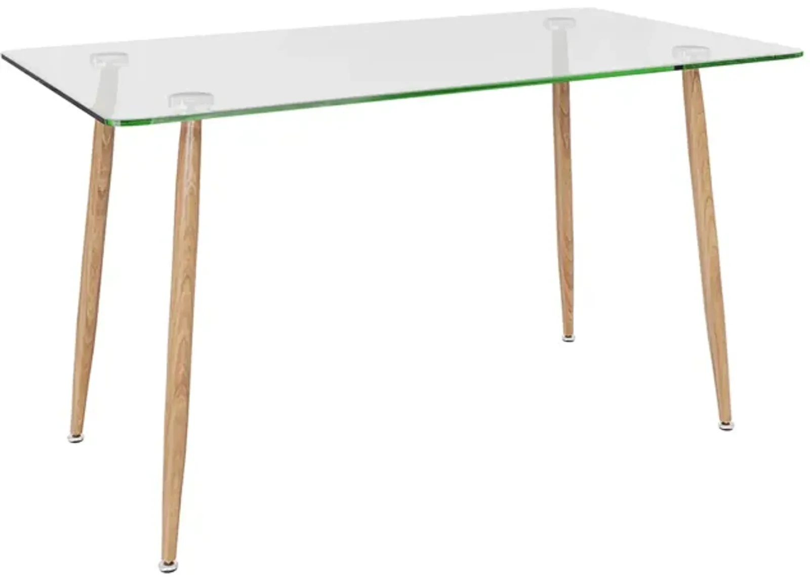 Modern Glass Rectangular Dining Table with Metal Legs