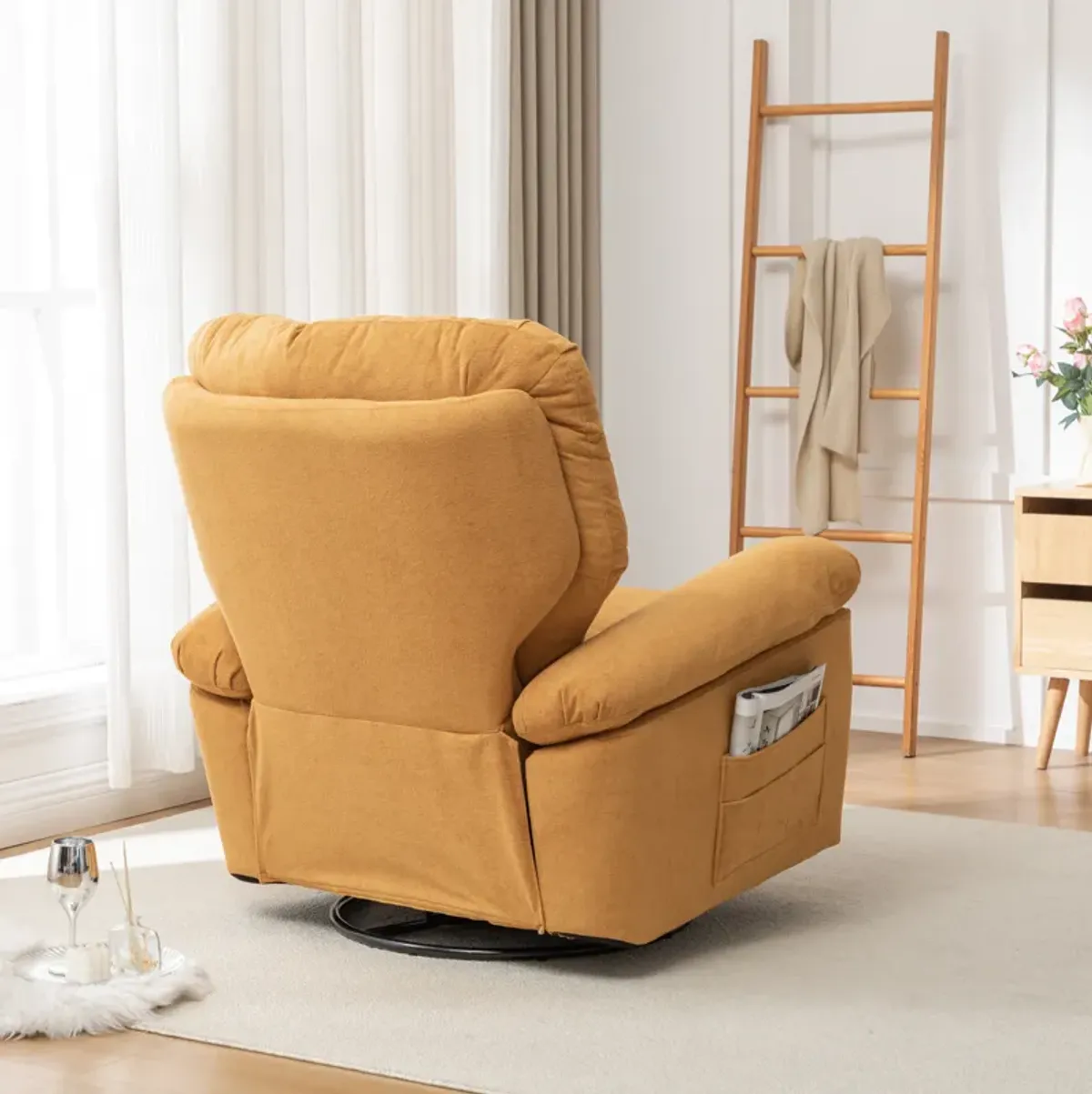 Merax Modern Fleece Recliner Chair with Manual Push Button