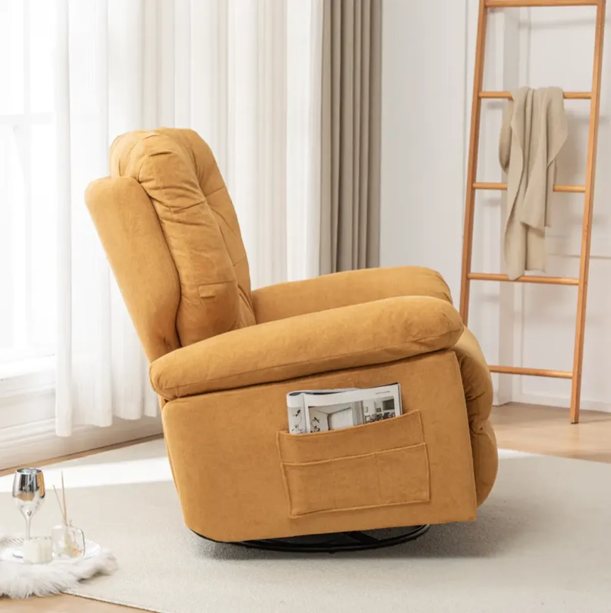 Merax Modern Fleece Recliner Chair with Manual Push Button