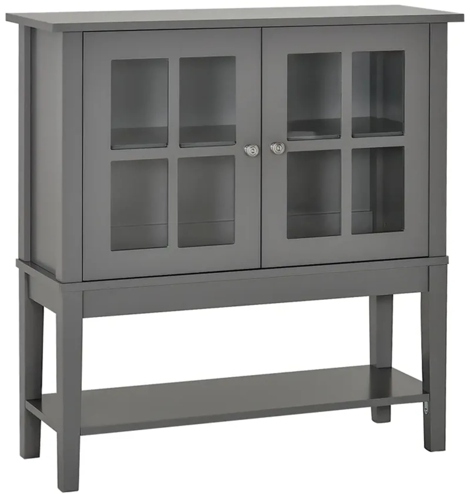 Gray Modern Buffet: Sideboard Cabinet with Glass Doors