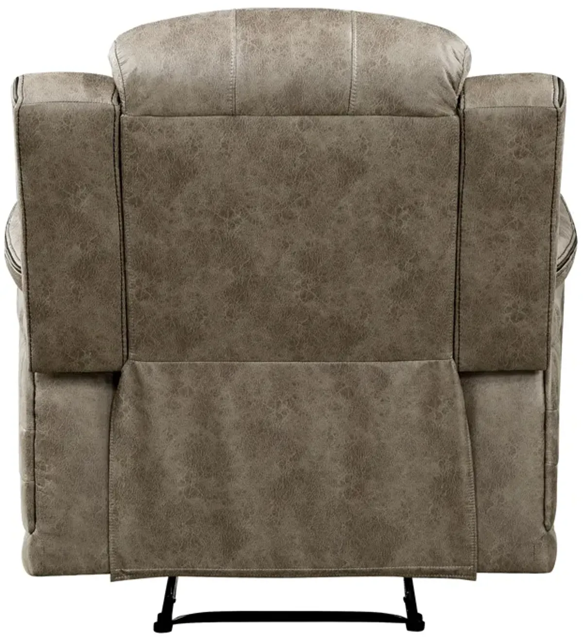 Bento 38 Inch Manual Recliner Chair, Tab Pull, Sandy Brown Microfiber - Benzara