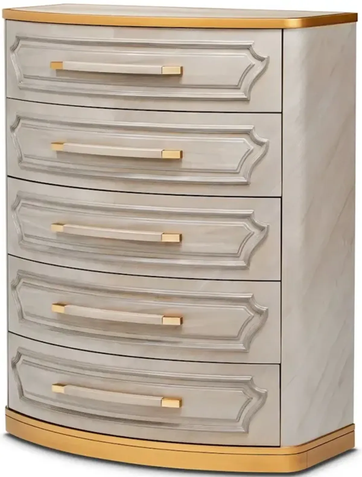 Michael Amini St. Charles 5-Drawer Highboy Chest - Dove Gray