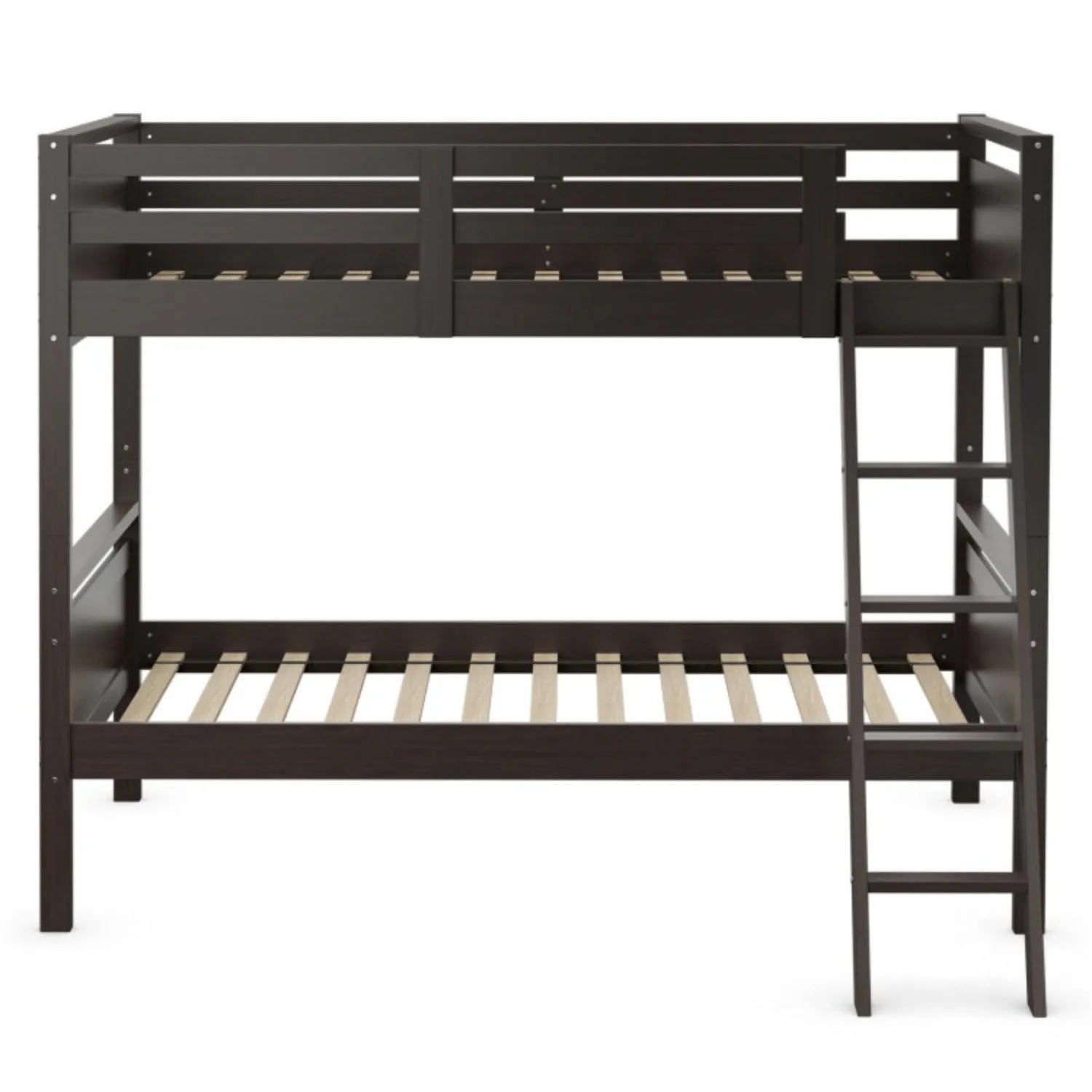 Twin Over Twin Bunk Bed Convertible 2 Individual Beds Wooden