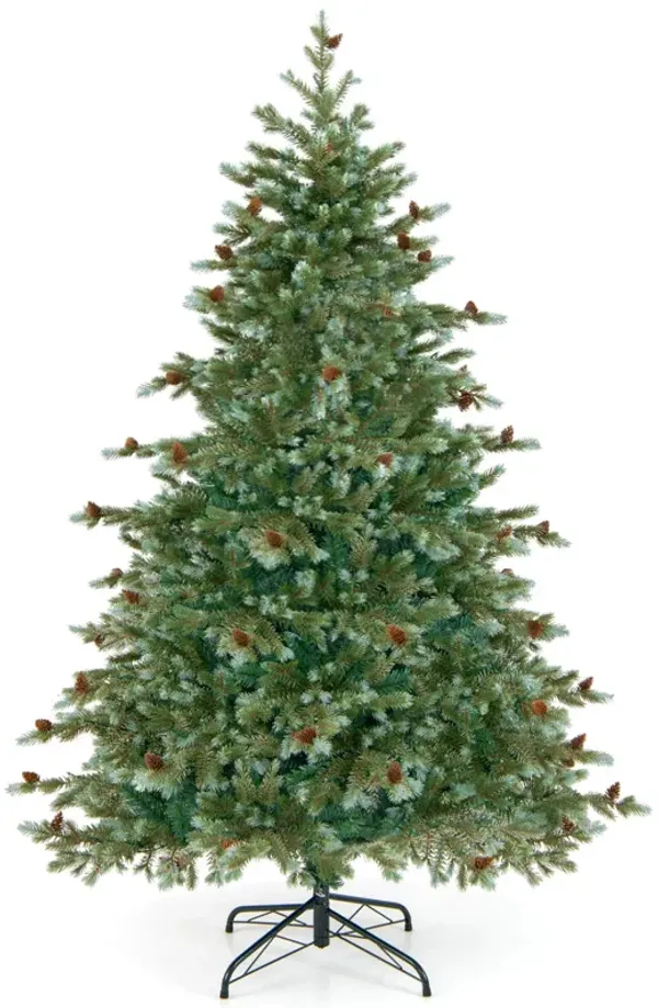 Christmas Tree with Warm White LED Lights and Pine Cones