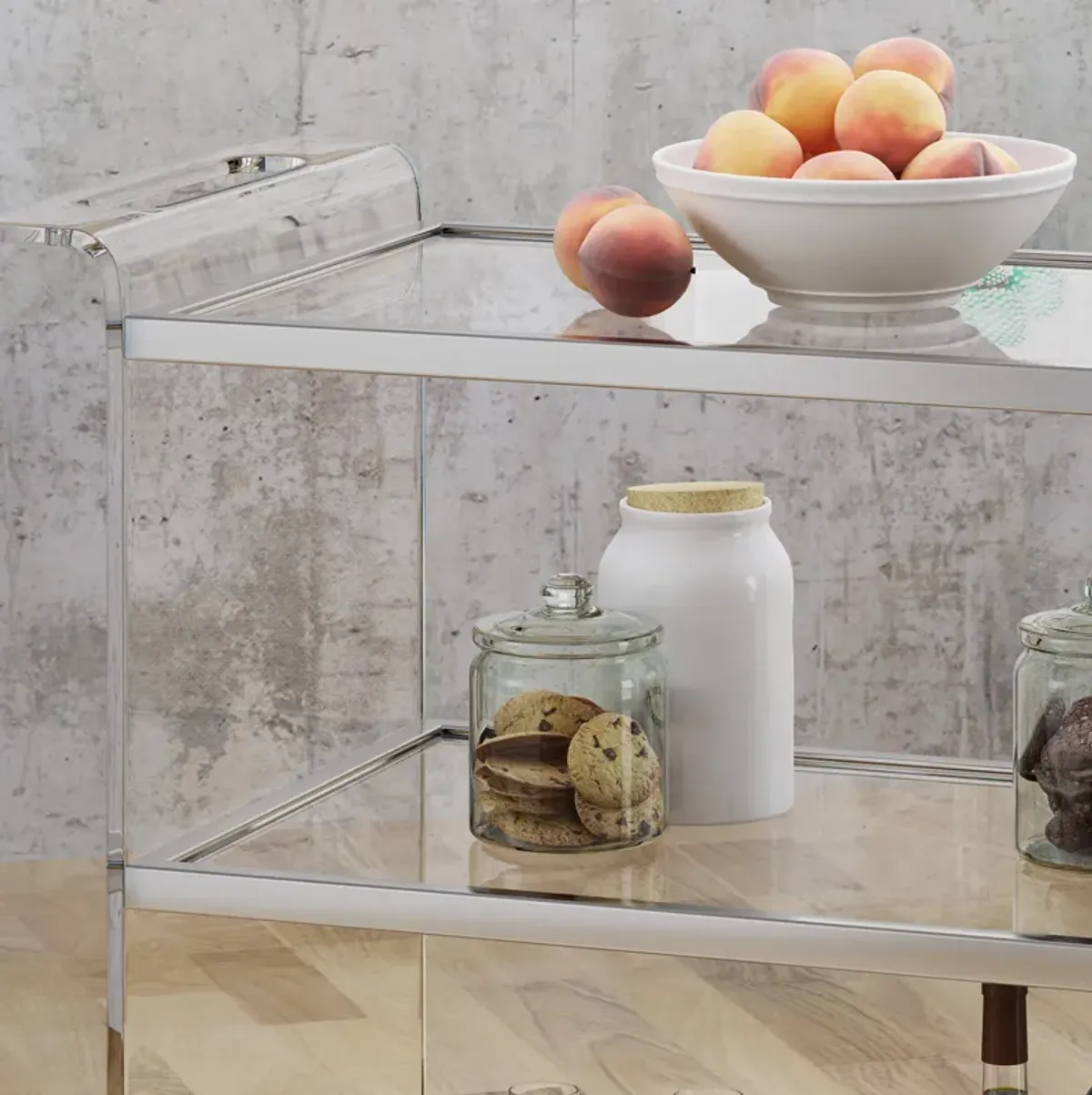 Elegant Acrylic Serving Cart with Tempered Glass Shelves