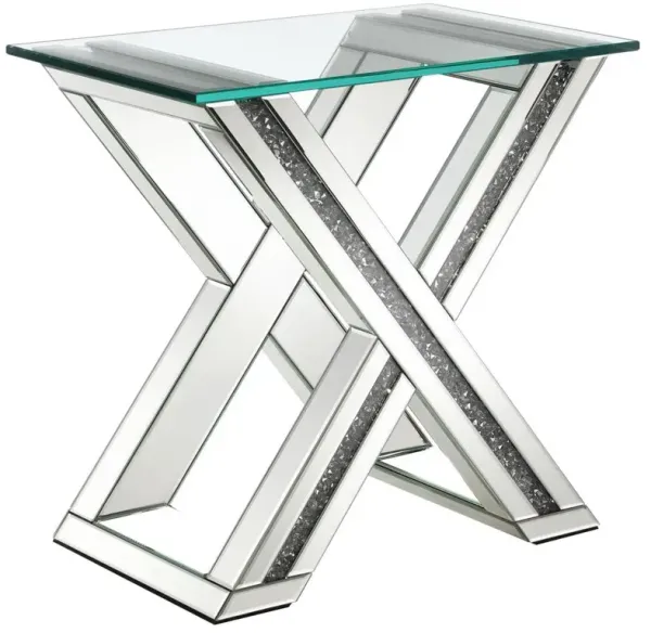 Bonnie X-base Rectangle Glass Top End Table Mirror