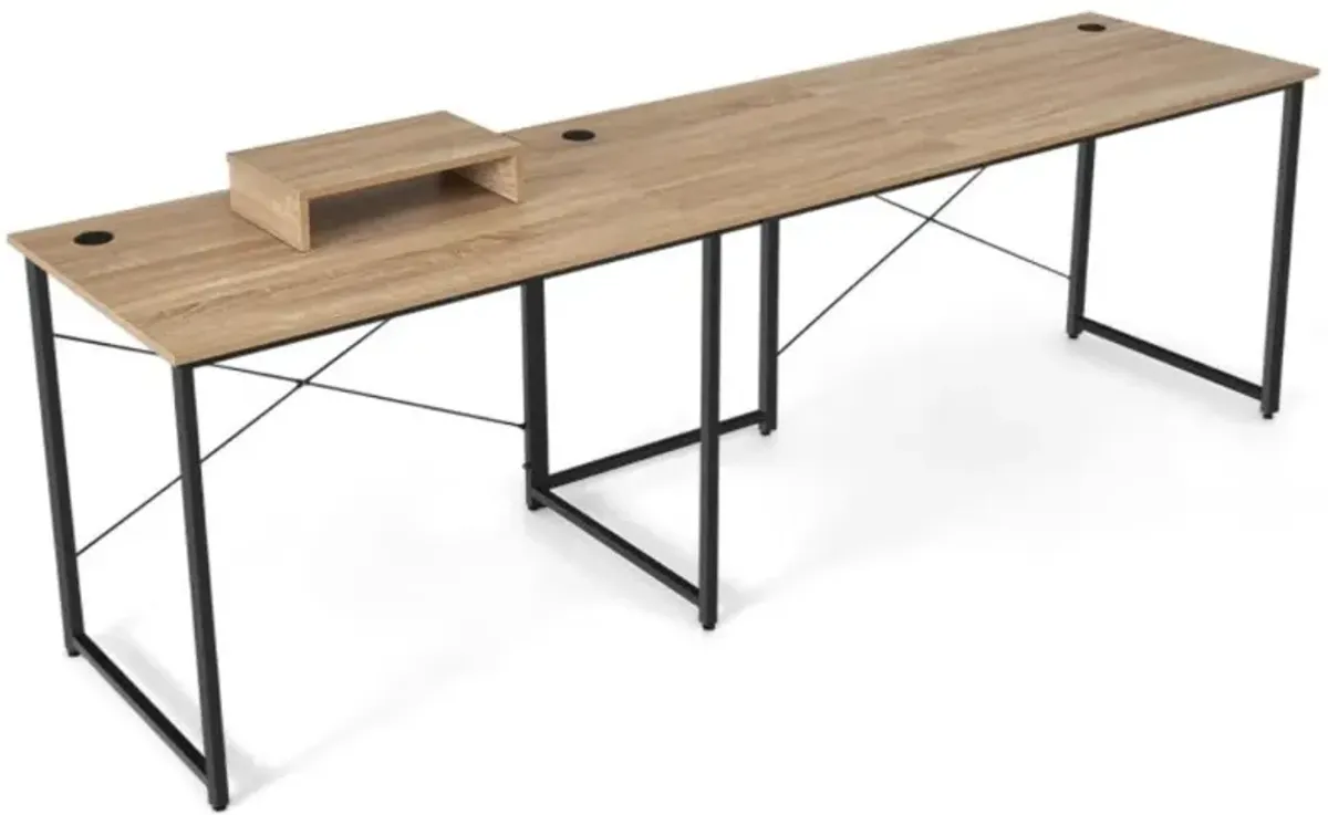 Hivvago 2-Person L-Shaped Long Reversible Computer Desk with Monitor Stand