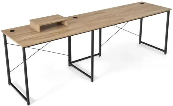 Hivvago 2-Person L-Shaped Long Reversible Computer Desk with Monitor Stand