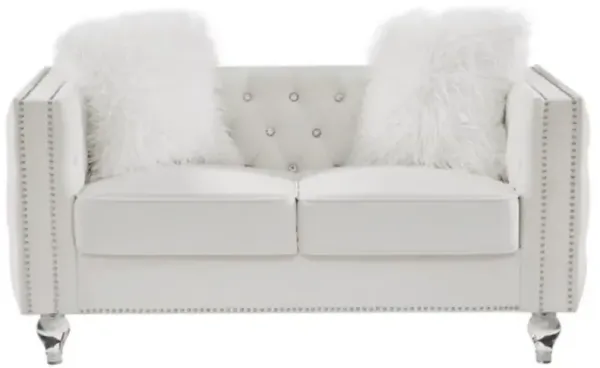 2+3 Seat Velvet Sofa Set, Crystal Buckle Upholstery with Crystal Feet & Plush Pillows