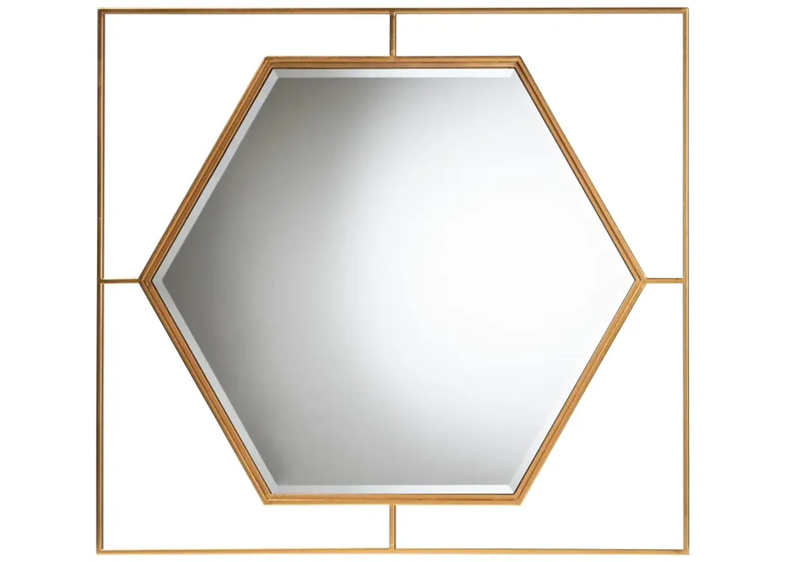 Baxton Studio Gates Modern Glam and Luxe Antique Goldleaf Metal Accent Wall Mirror