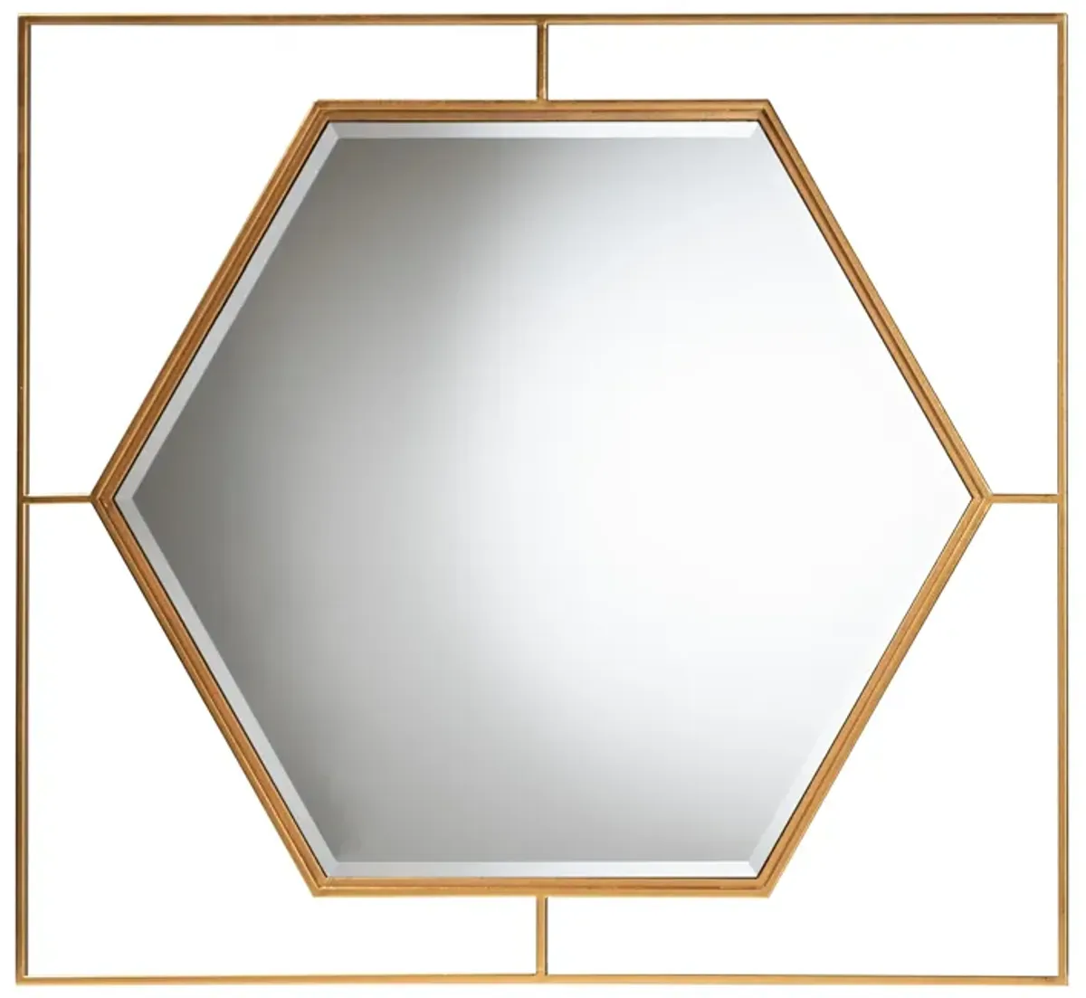 Baxton Studio Gates Modern Glam and Luxe Antique Goldleaf Metal Accent Wall Mirror