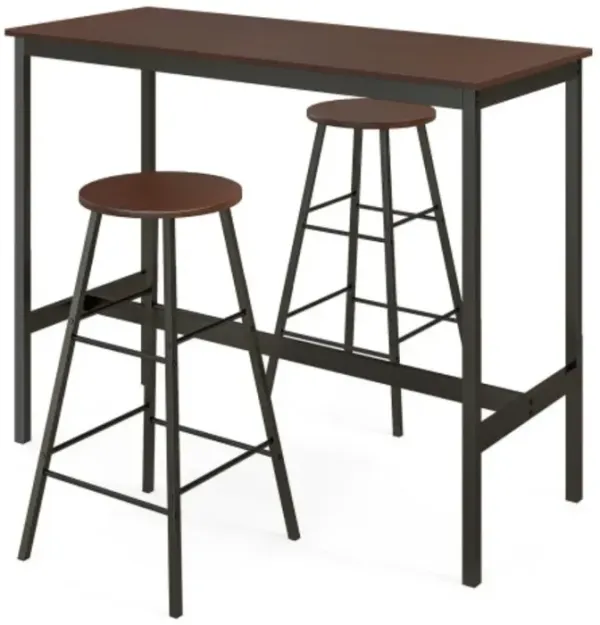 3 Piece Pub Table and Stools Kitchen Dining Set