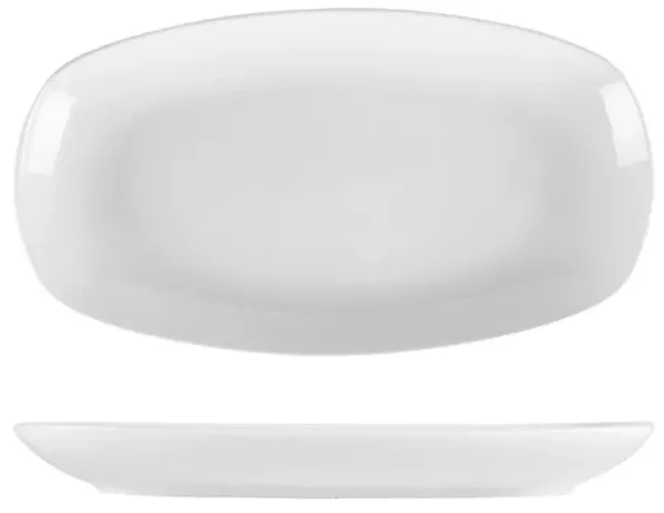Porcelain Delta-Coupe 13.5" x 7.5" x h:1.5" Oval White Porcelain Platter