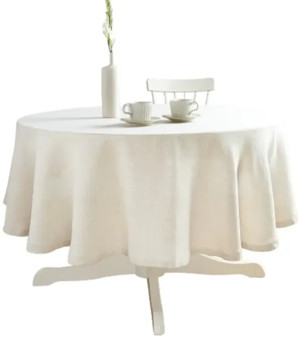 Solino Home 100% Pure Linen Round Tablecloth - Sonoma Hemstitch
