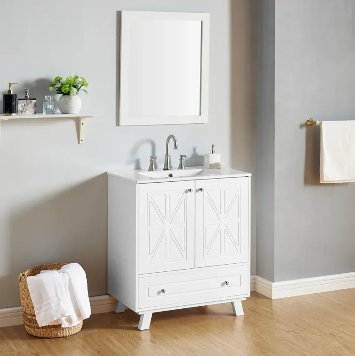 Gewnee Bathroom vanity, bulewhite, White