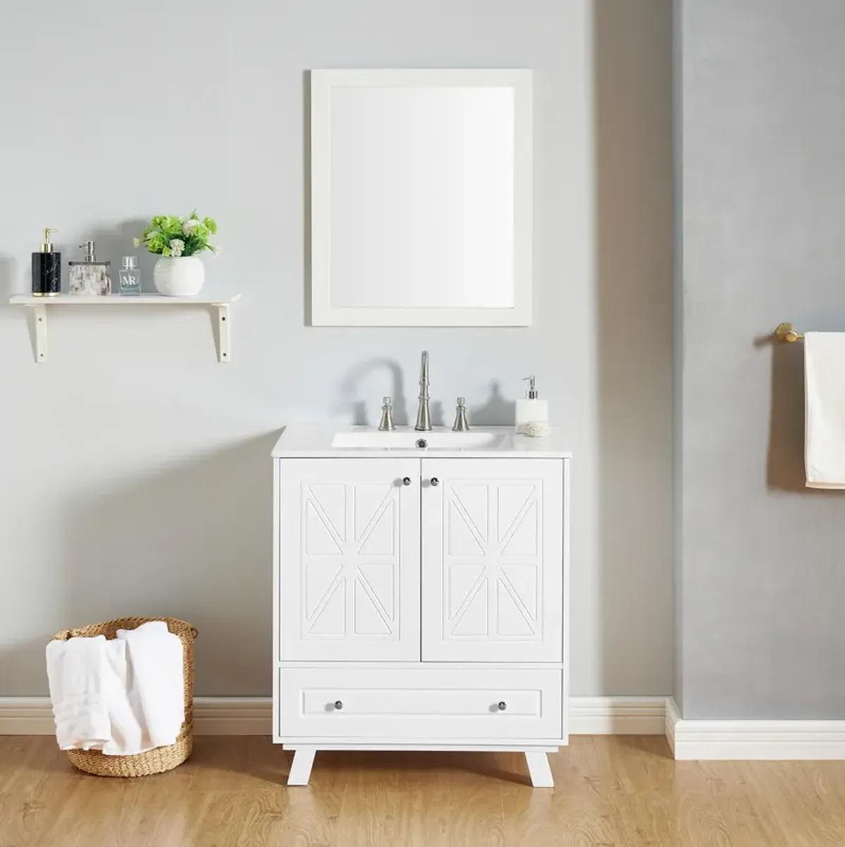 Gewnee Bathroom vanity, bulewhite, White