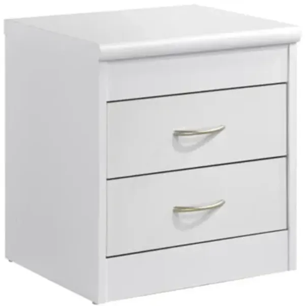 Hodedah 2 Drawer Nightstand, White, 21.65 in x 48.03 in x 72.83 in