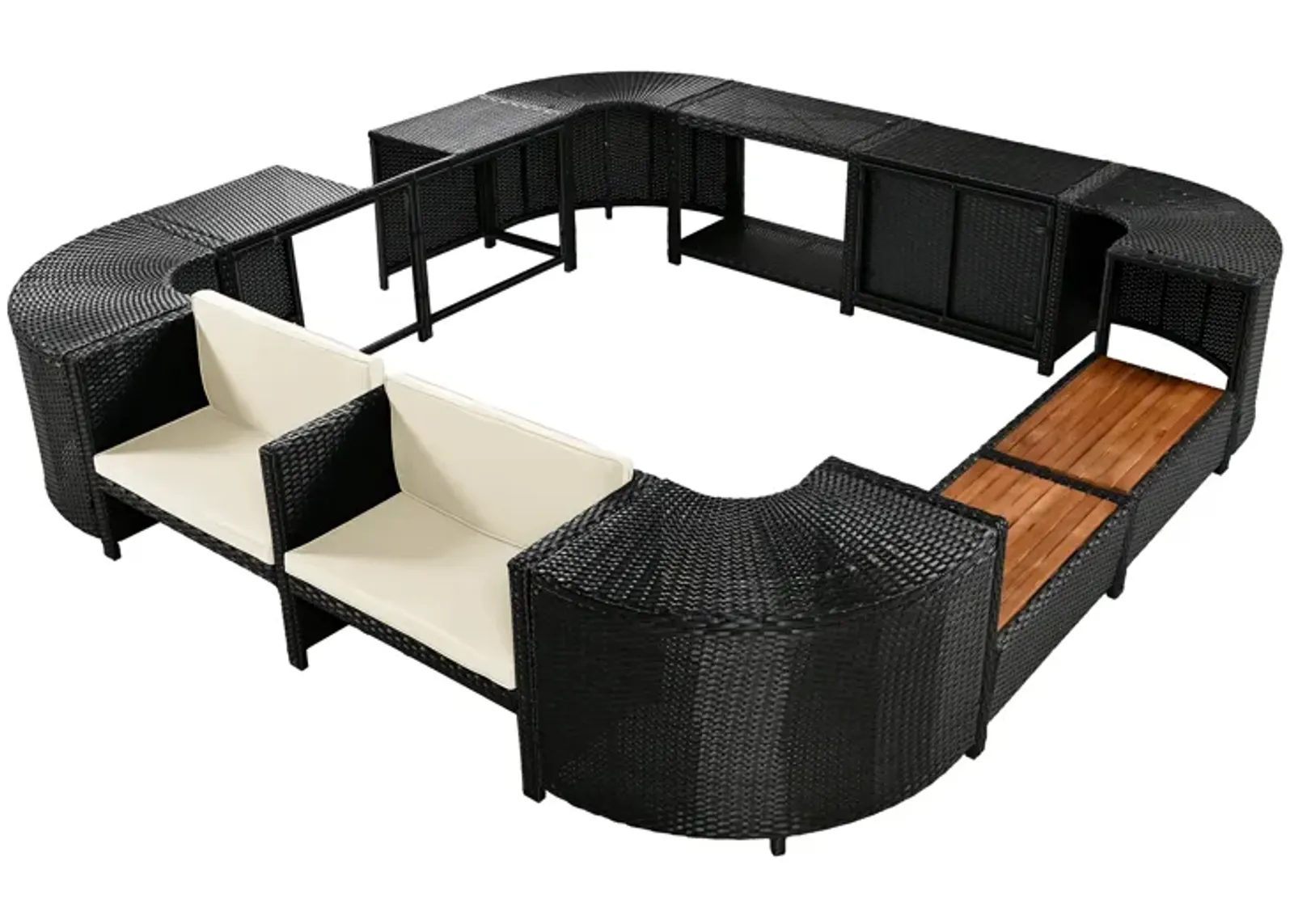 Merax Spa Frame Quadrilateral Outdoor Rattan Sectional Sofa