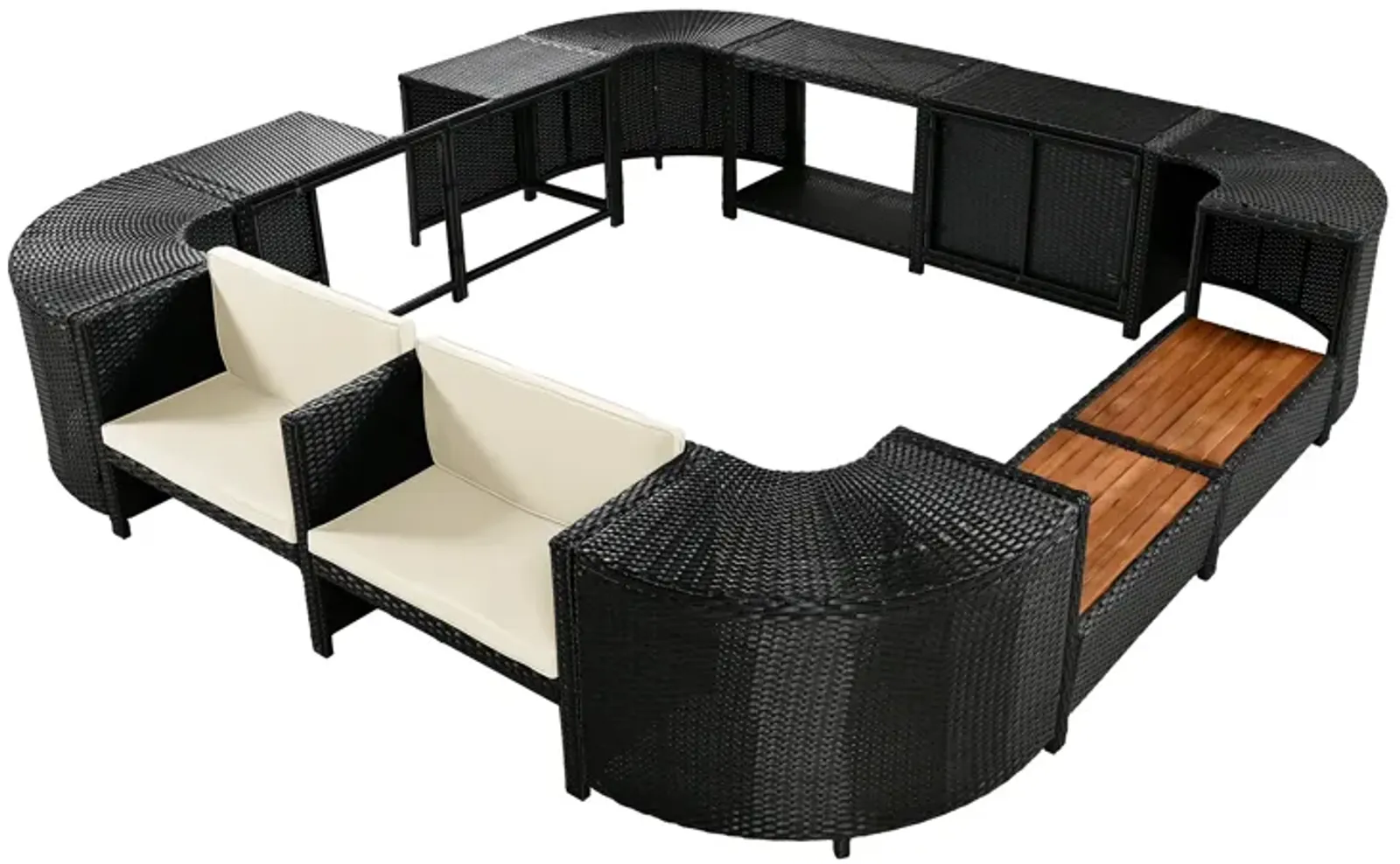 Merax Spa Frame Quadrilateral Outdoor Rattan Sectional Sofa