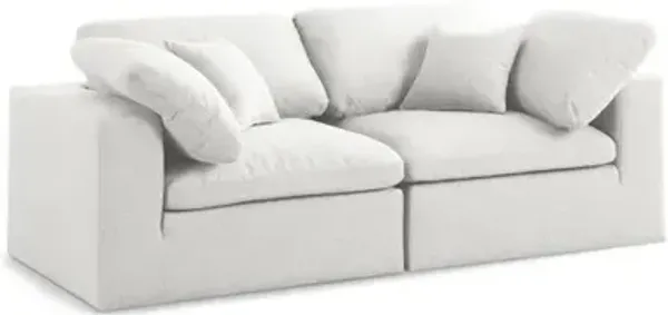Meridian Furniture Serene Cream Linen Textured Fabric Deluxe Comfort Modular Sofa
