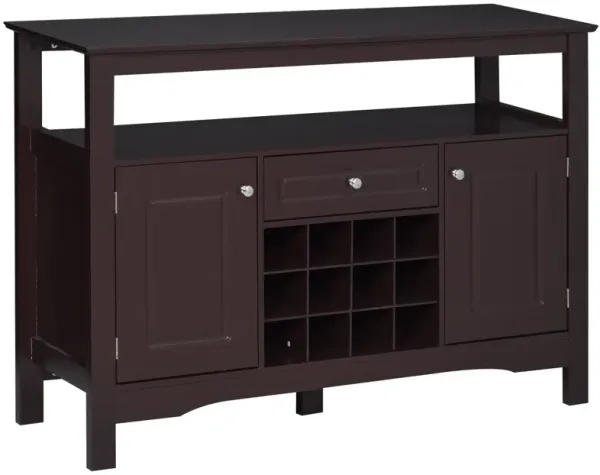 Espresso Dining Storage: Sideboard Buffet with Wine Rack and Drawer