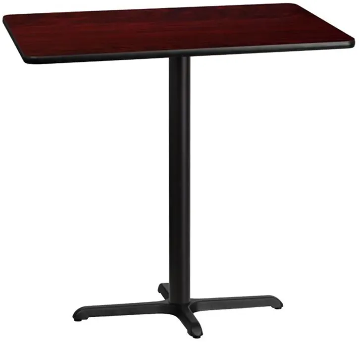 Flash Furniture 30'' x 42'' Rectangular Mahogany Laminate Table Top with 23.5'' x 29.5'' Bar Height Table Base