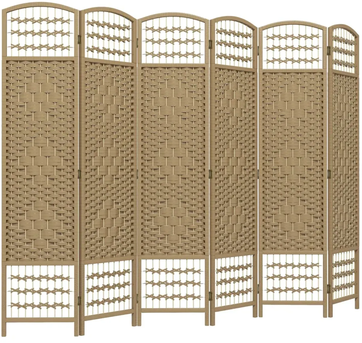 Natural Large Screen: 6-Panel Folding Wave Room Divider
