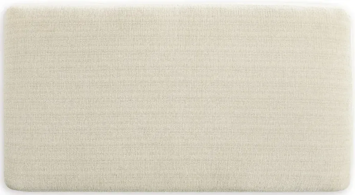 Magg 44 Inch Ottoman, Low Profile Block Feet, Beige Polyester Upholstery - Benzara