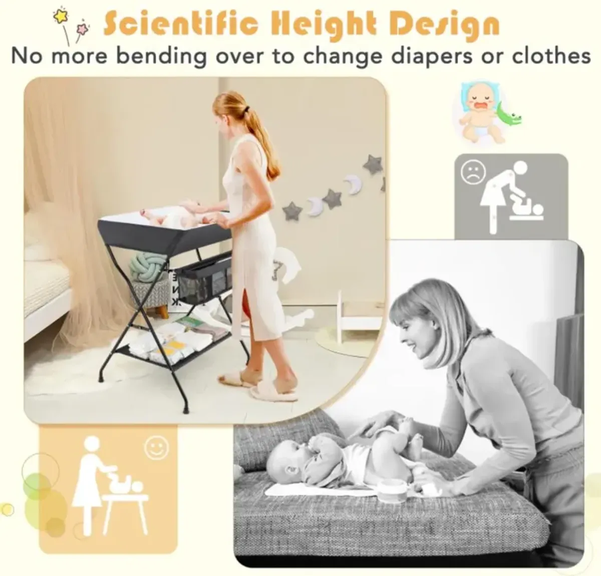 Hivvago Baby Storage Folding Diaper Changing Table