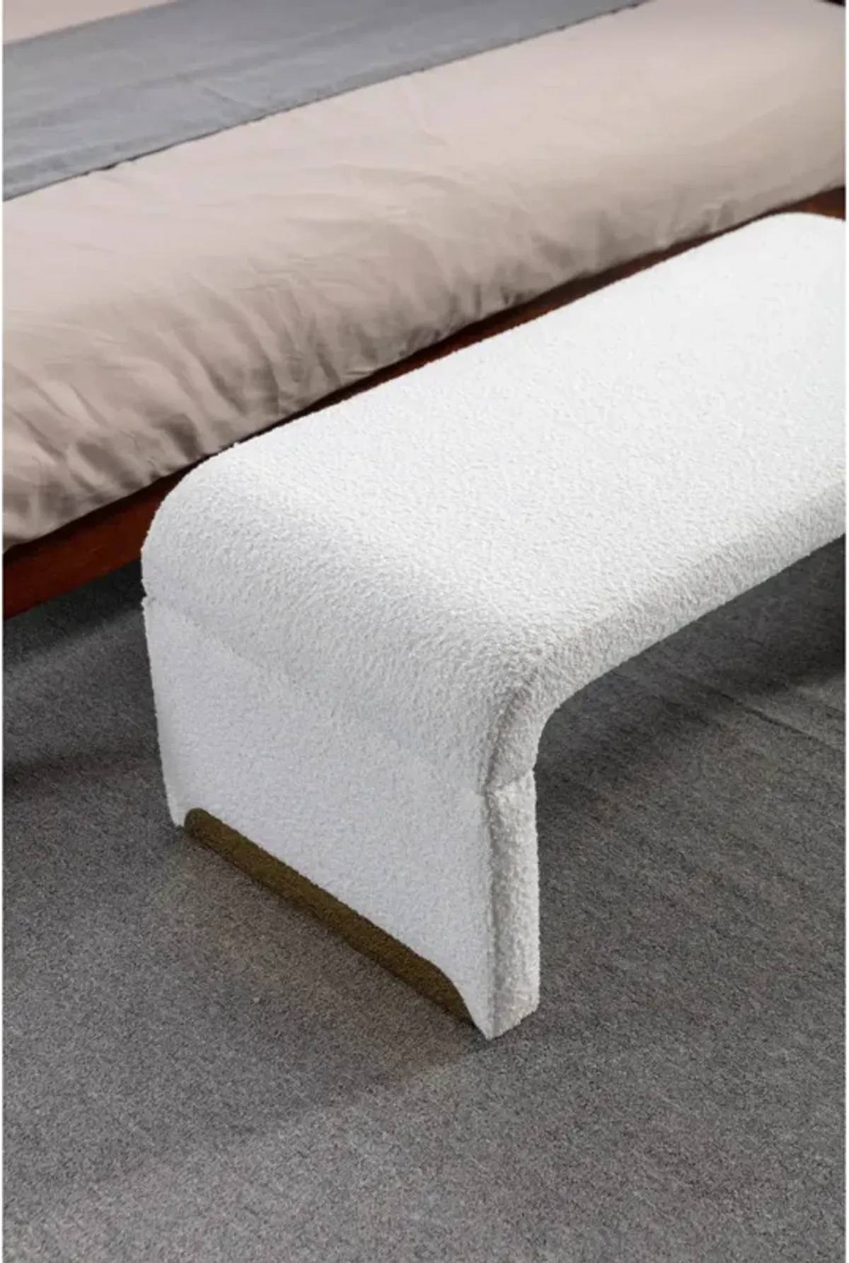 New Boucle Fabric Loveseat Ottoman Footstool Bedroom Bench Shoe Bench With Metal Legs