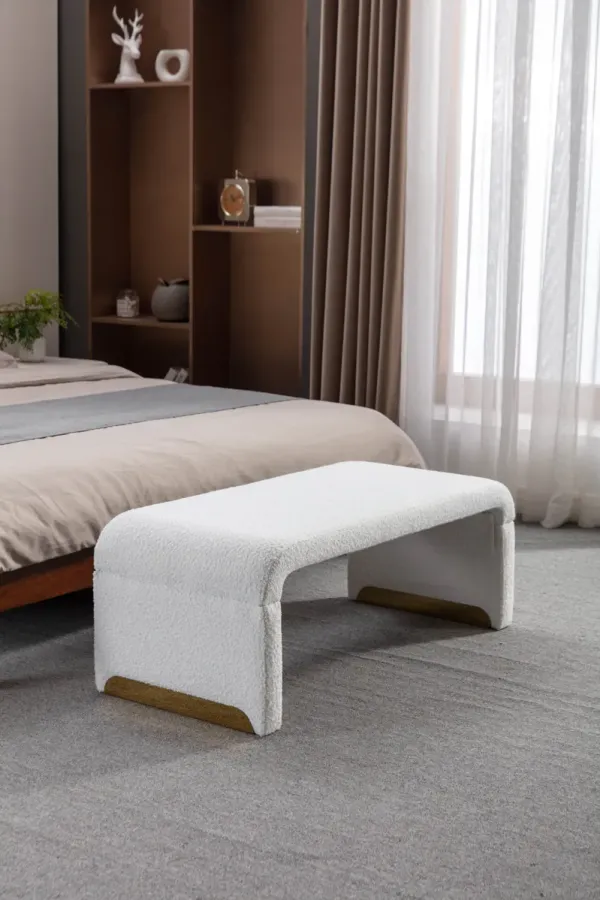 Streamdale Boucle Ottoman Bench with Metal Legs