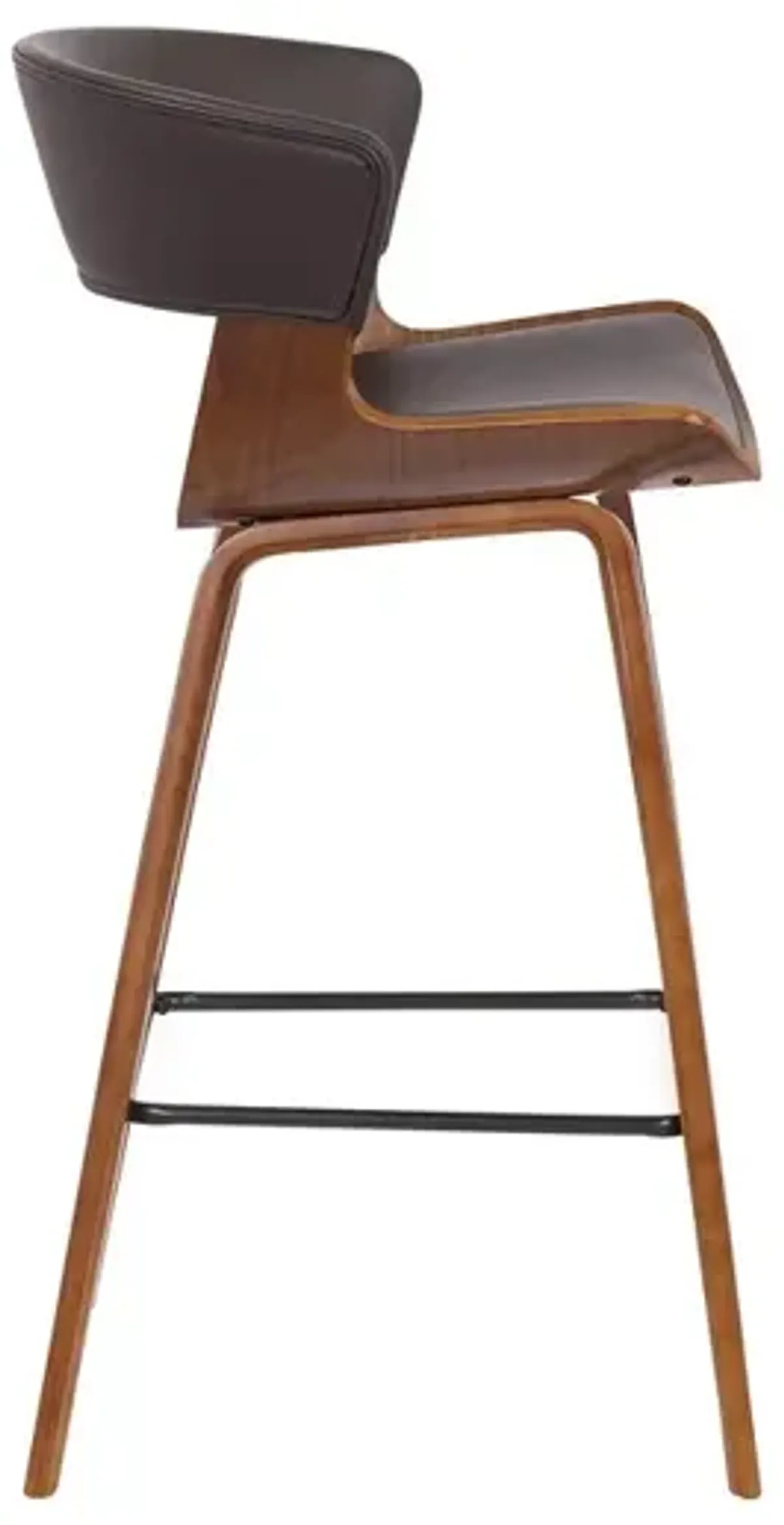 27 Inches Saddle Seat Leatherette Counter Stool, Brown - Benzara