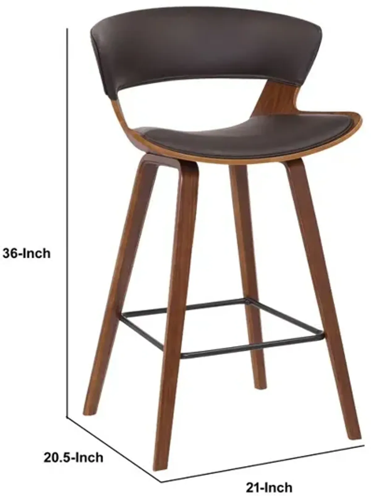 27 Inches Saddle Seat Leatherette Counter Stool, Brown - Benzara