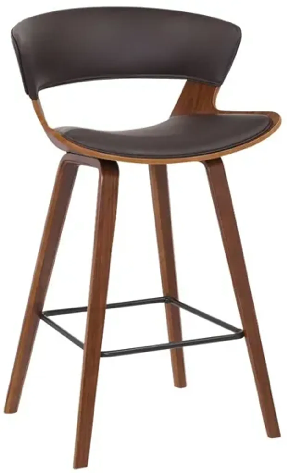 27 Inches Saddle Seat Leatherette Counter Stool, Brown - Benzara