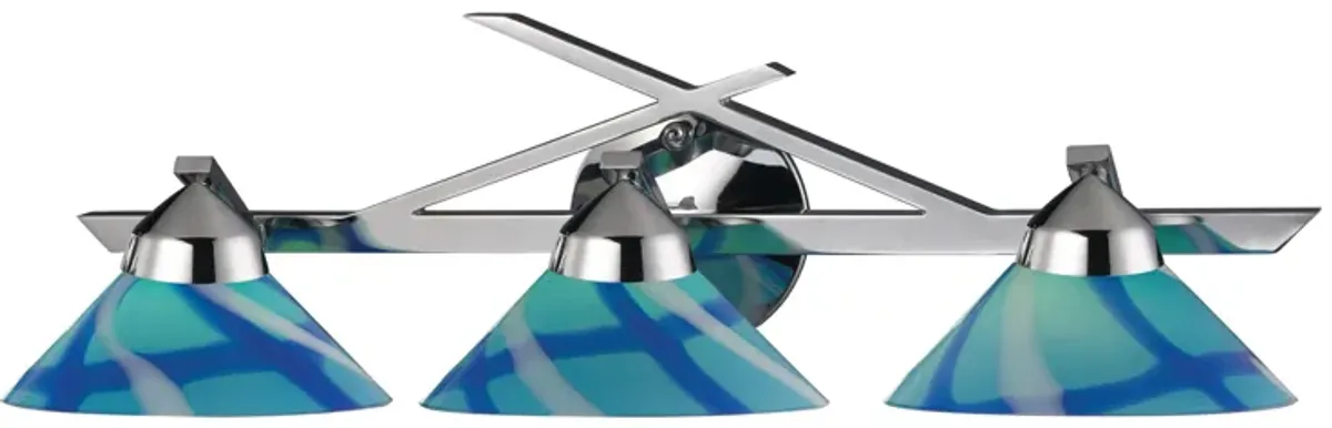 Refraction 25'' Wide 3-Light Blue Vanity Light