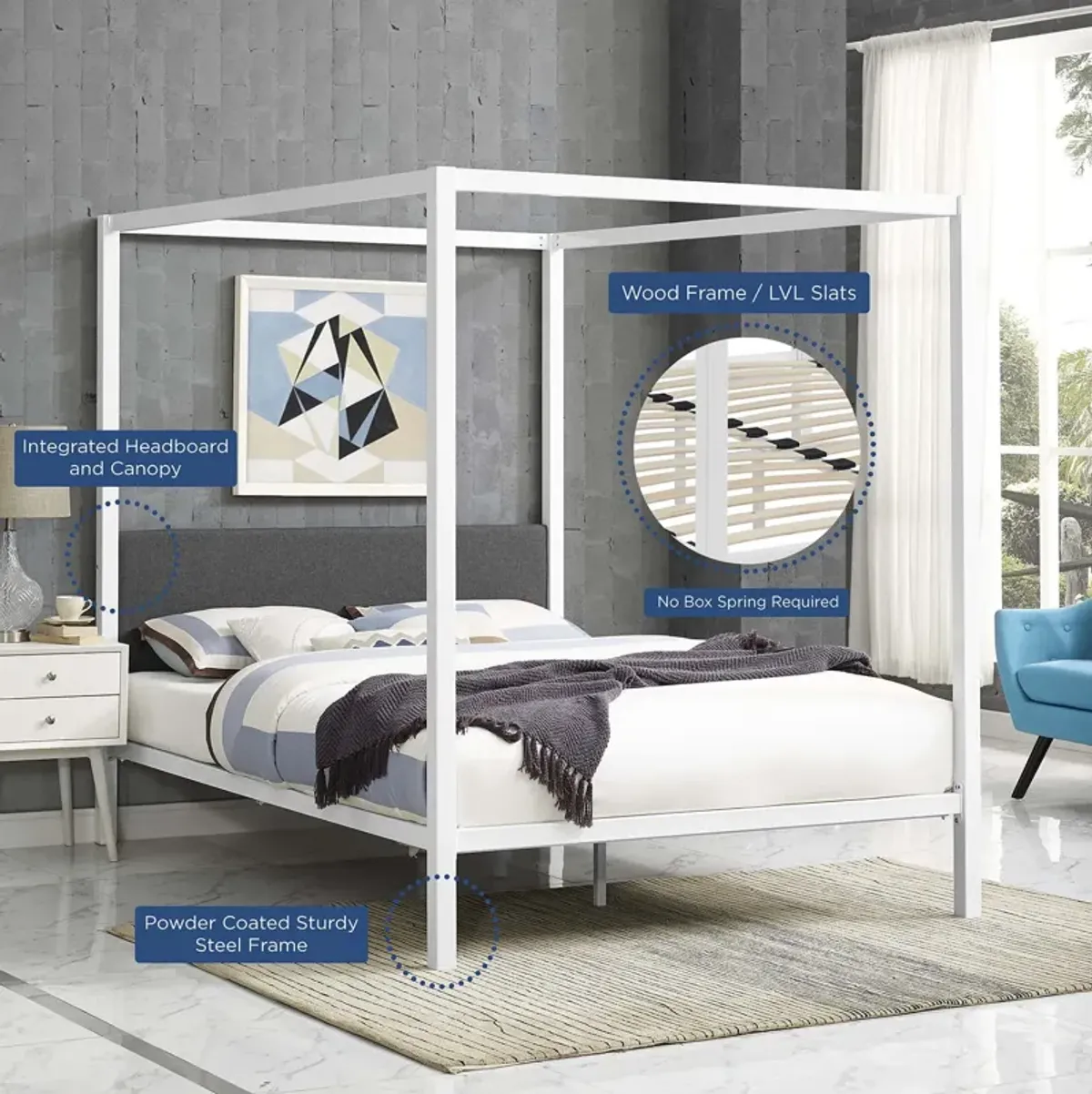 Modway - Raina Queen Canopy Bed Frame